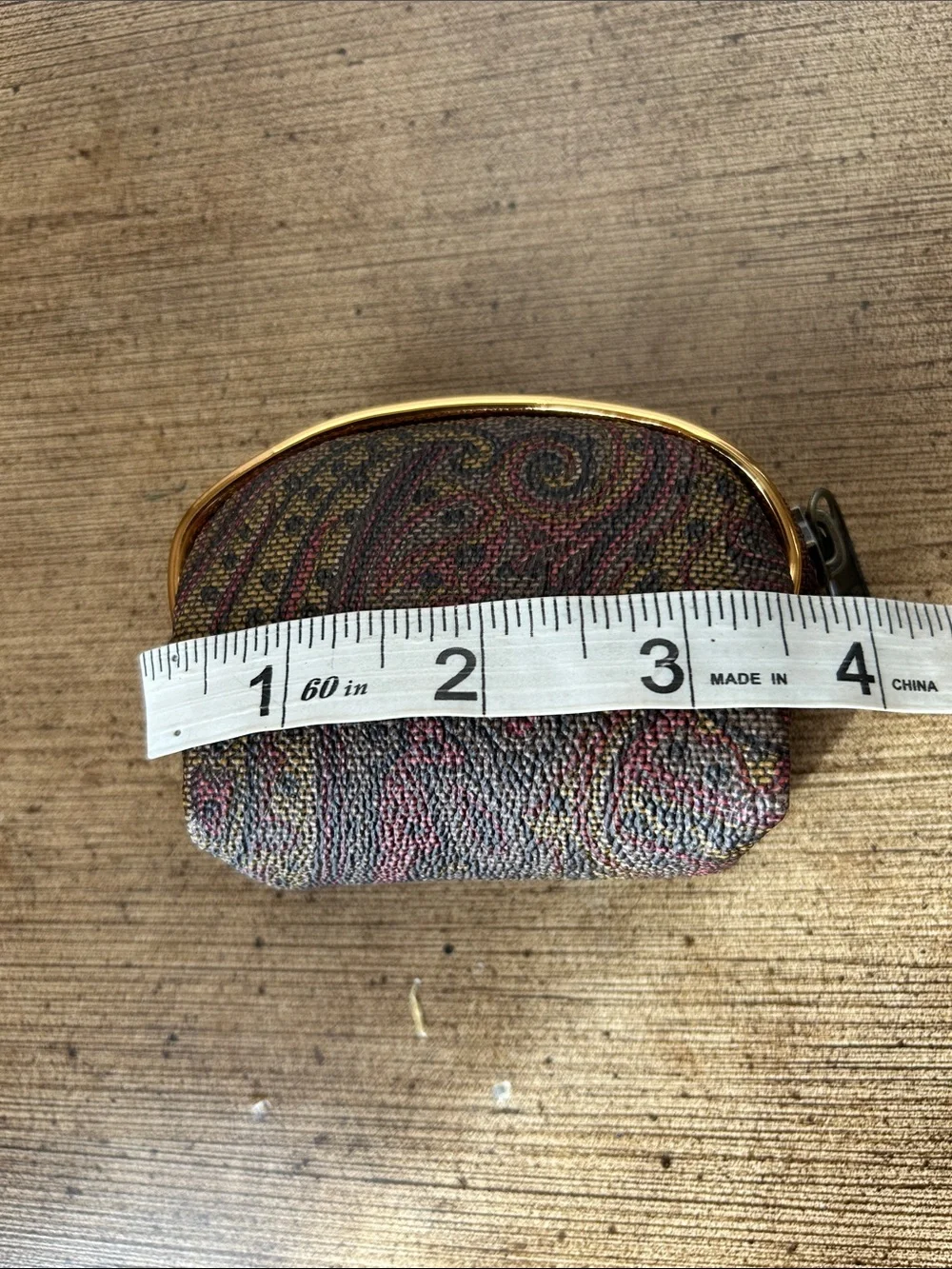 Vintage Matryoshka Paisley Print Vinyl W/ Golden Piping Accents Travel Pouch Set